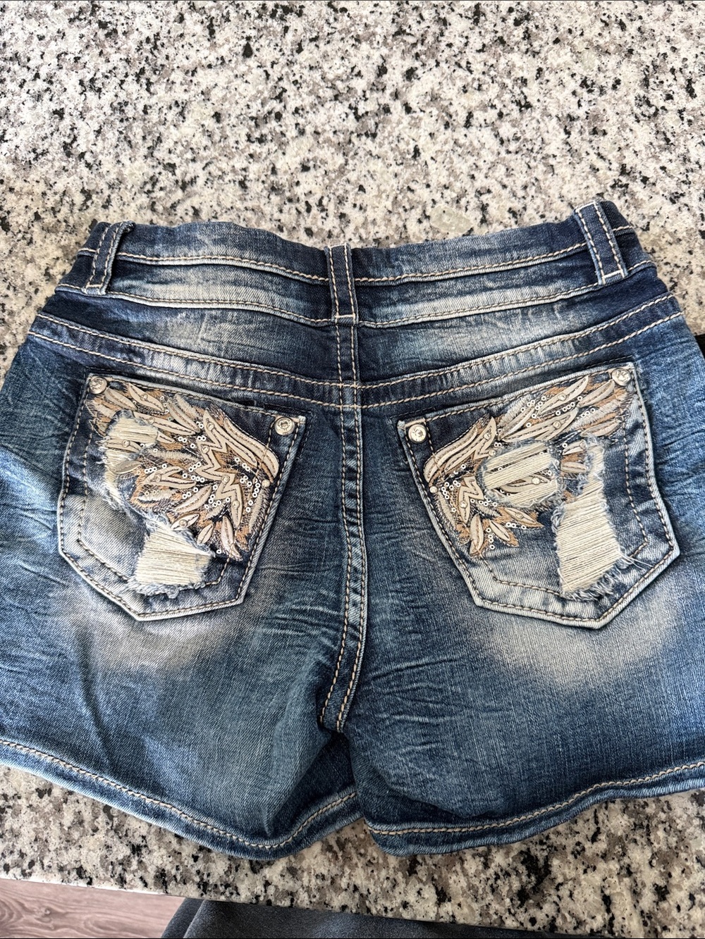 MissMe Denim Shorts in Faded Blue - Picture 5 of 7